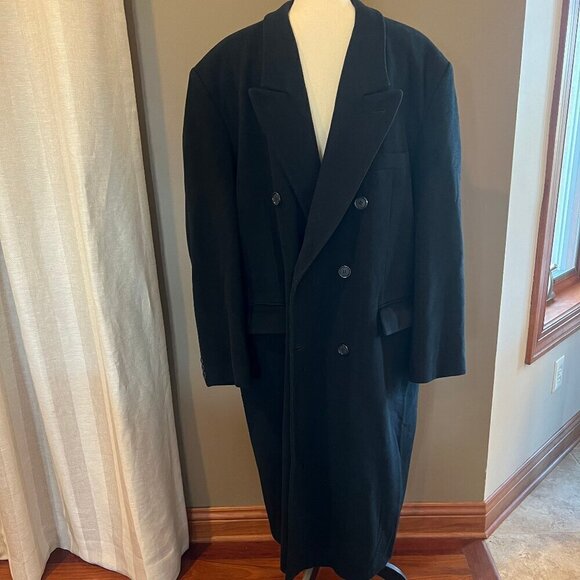 Christian Aujard Cashmere Classic Black Overcoat Italian Fabric Size 44 L